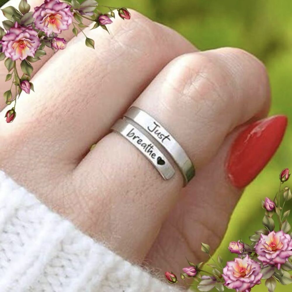 Just Breathe Ring Adjustable Hypoallergenic Stainless Steel Encouragement‎ ring